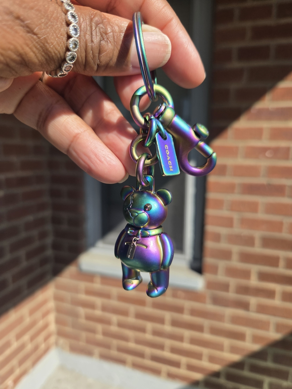 COACH Iridescent Rainbow Bear Keychain - Multicolor